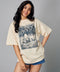 Oversize Light Brown Printed Tshirt